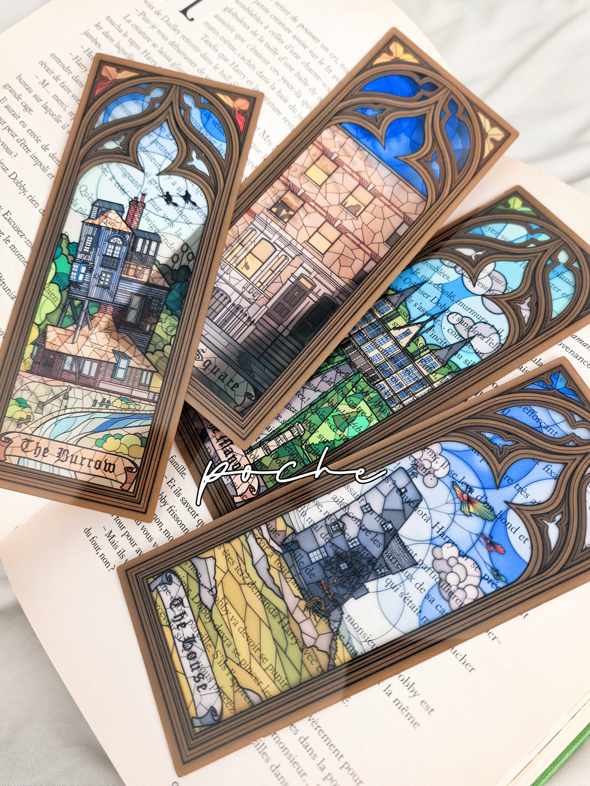 Four Homes Stained Glass Bookmarks – Set of 4