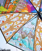 Stained Glass four seasons castle Umbrella