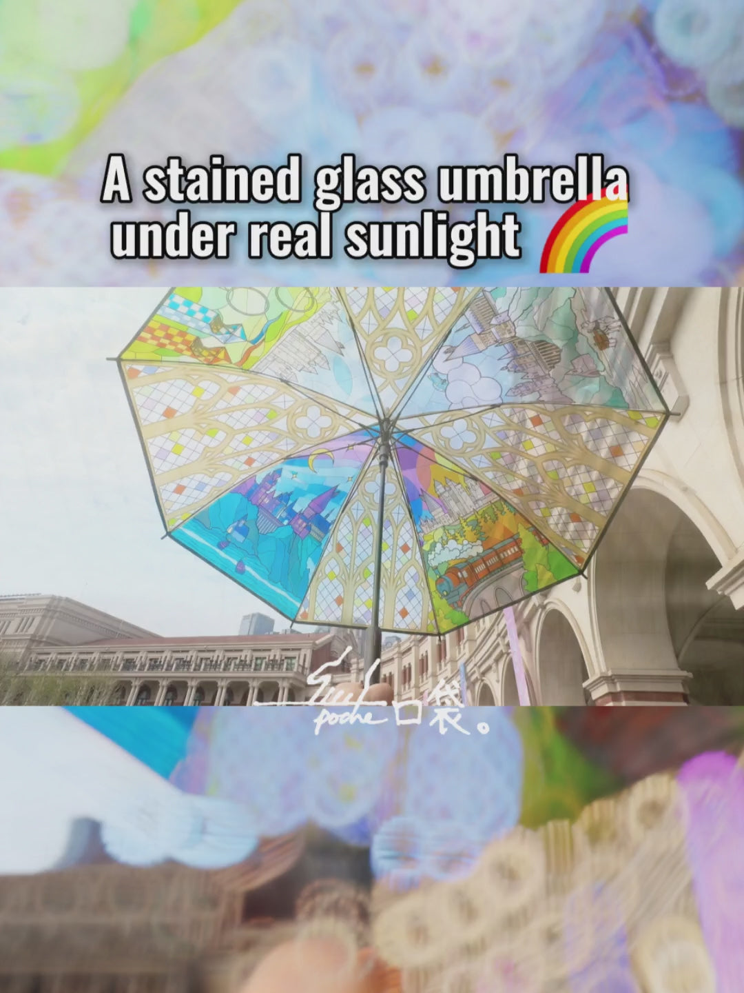 Stained Glass four seasons castle Umbrella